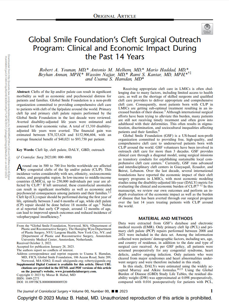 Article Published On GSF Clinical and Economic Impact During the Past 14 Years